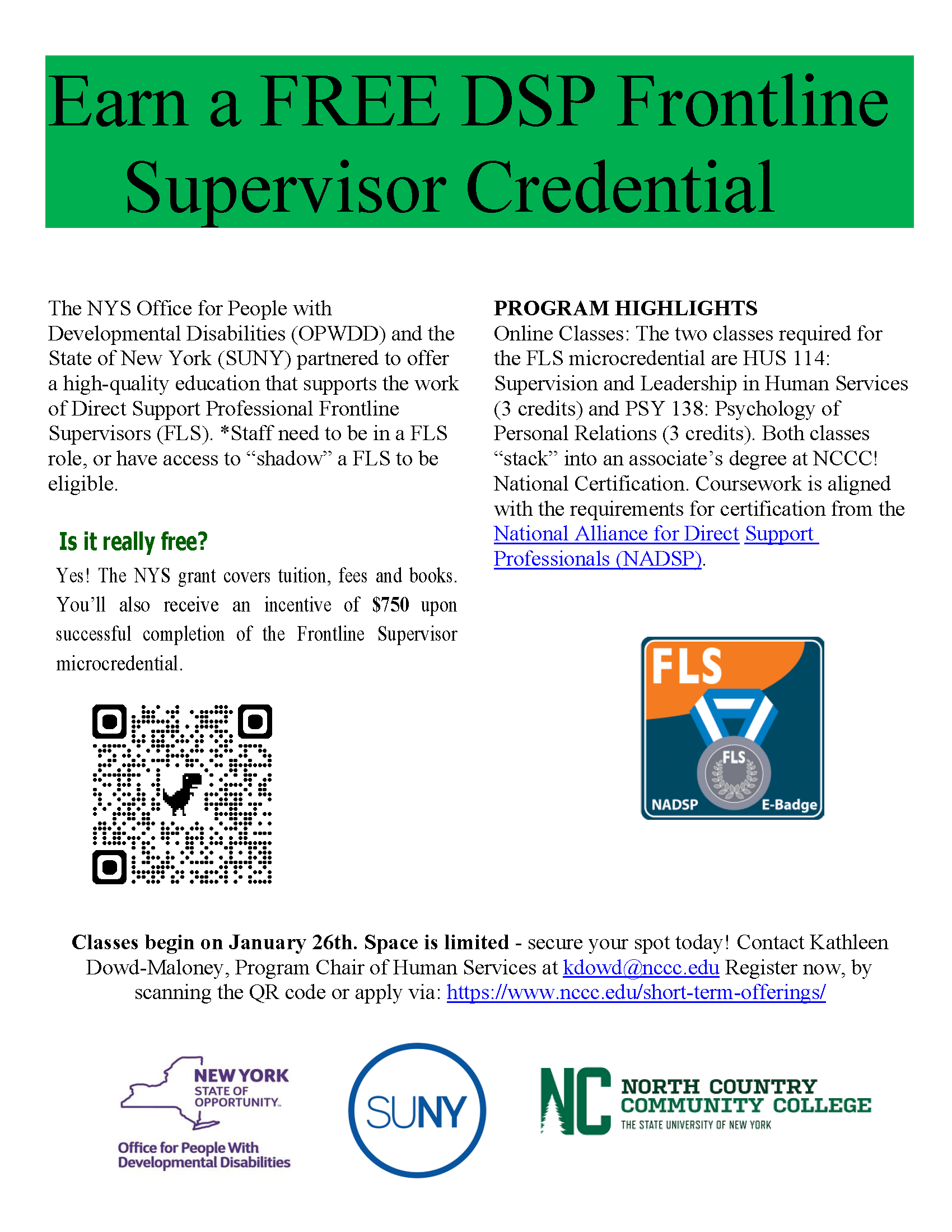 A flyer describing details of the frontline supervisor microcredential program