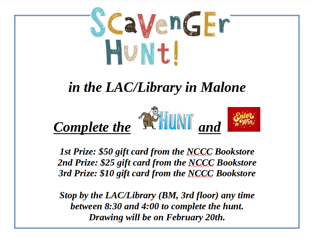 A flyer advertising a scavenger hunt