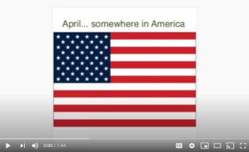 An image of the start of a video showing an American flag and the words April....somewhere in America