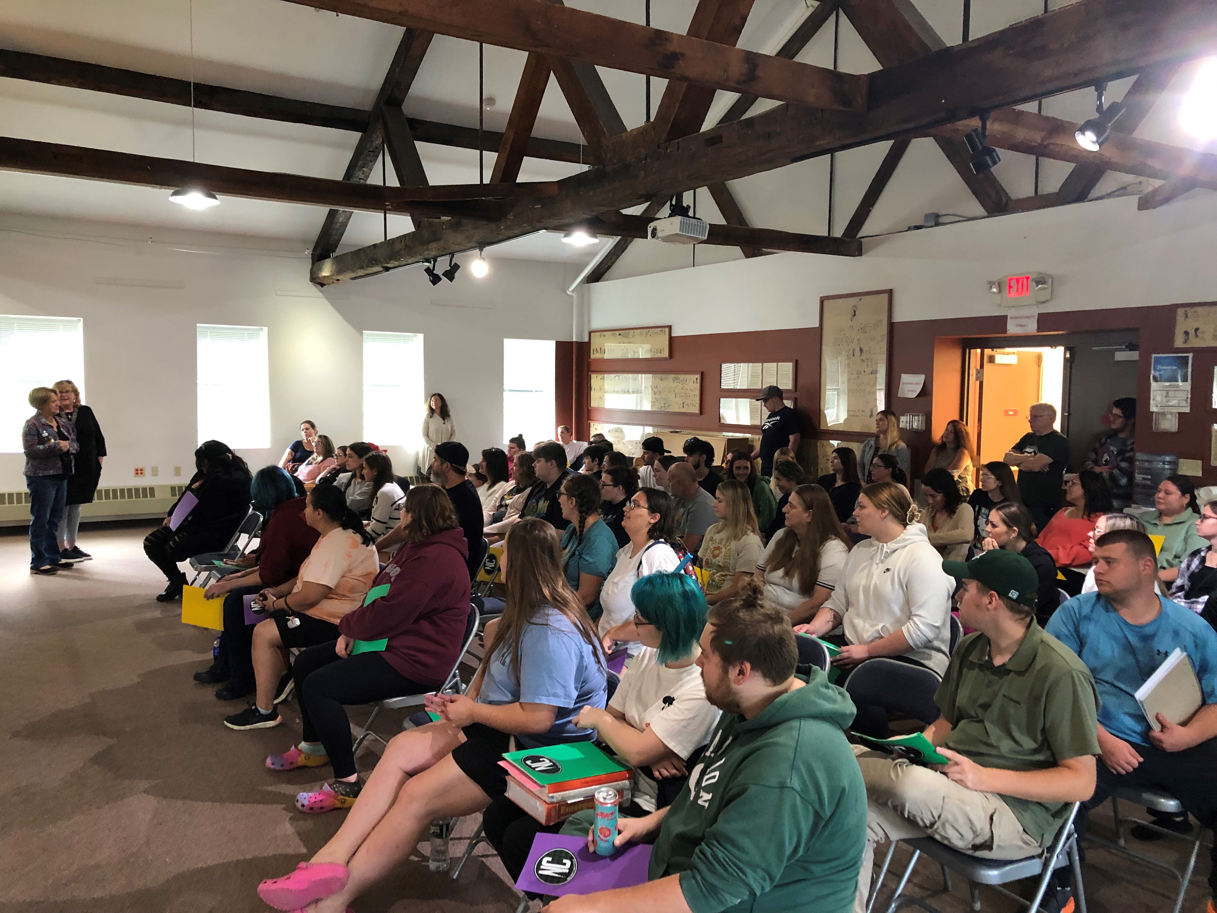 Students gather for orientation in the Mills Mezzanine at North Country Community College’s Malone campus on Thursday, Aug. 22