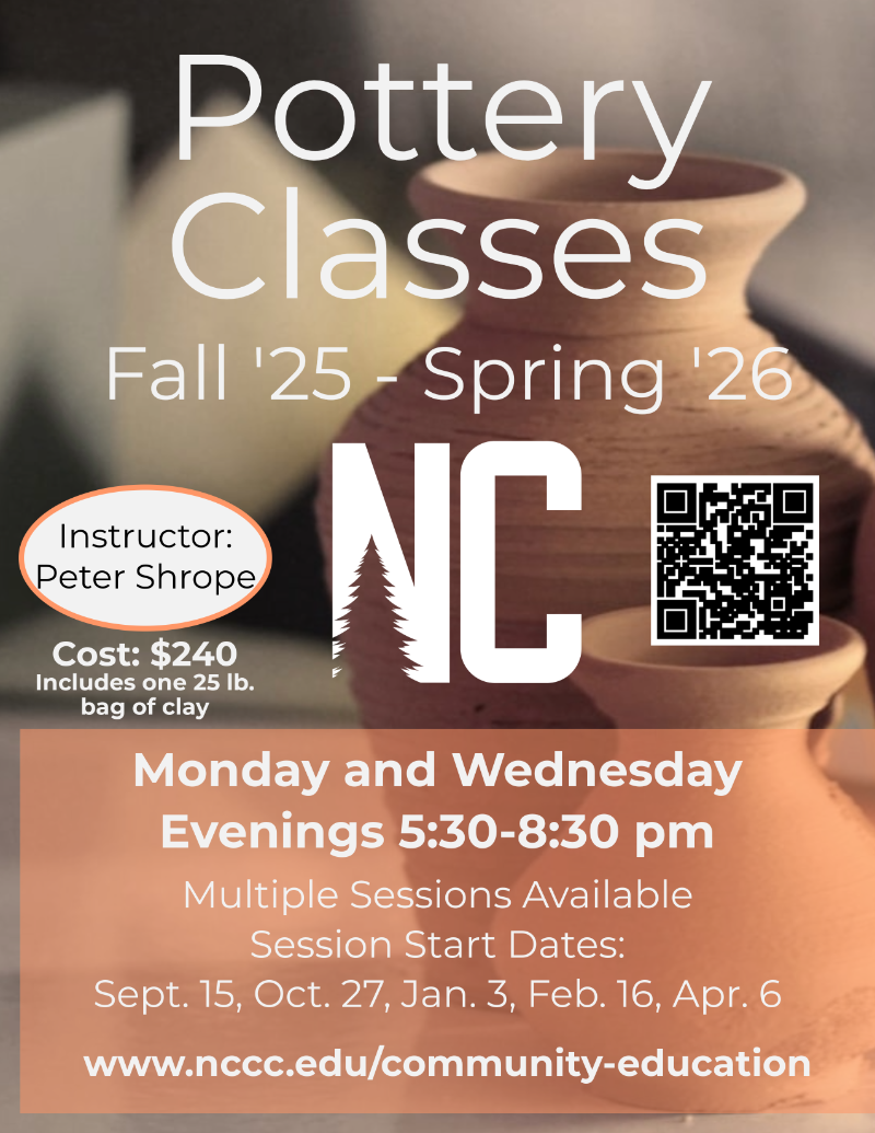 A flyer outlining details of pottery classes