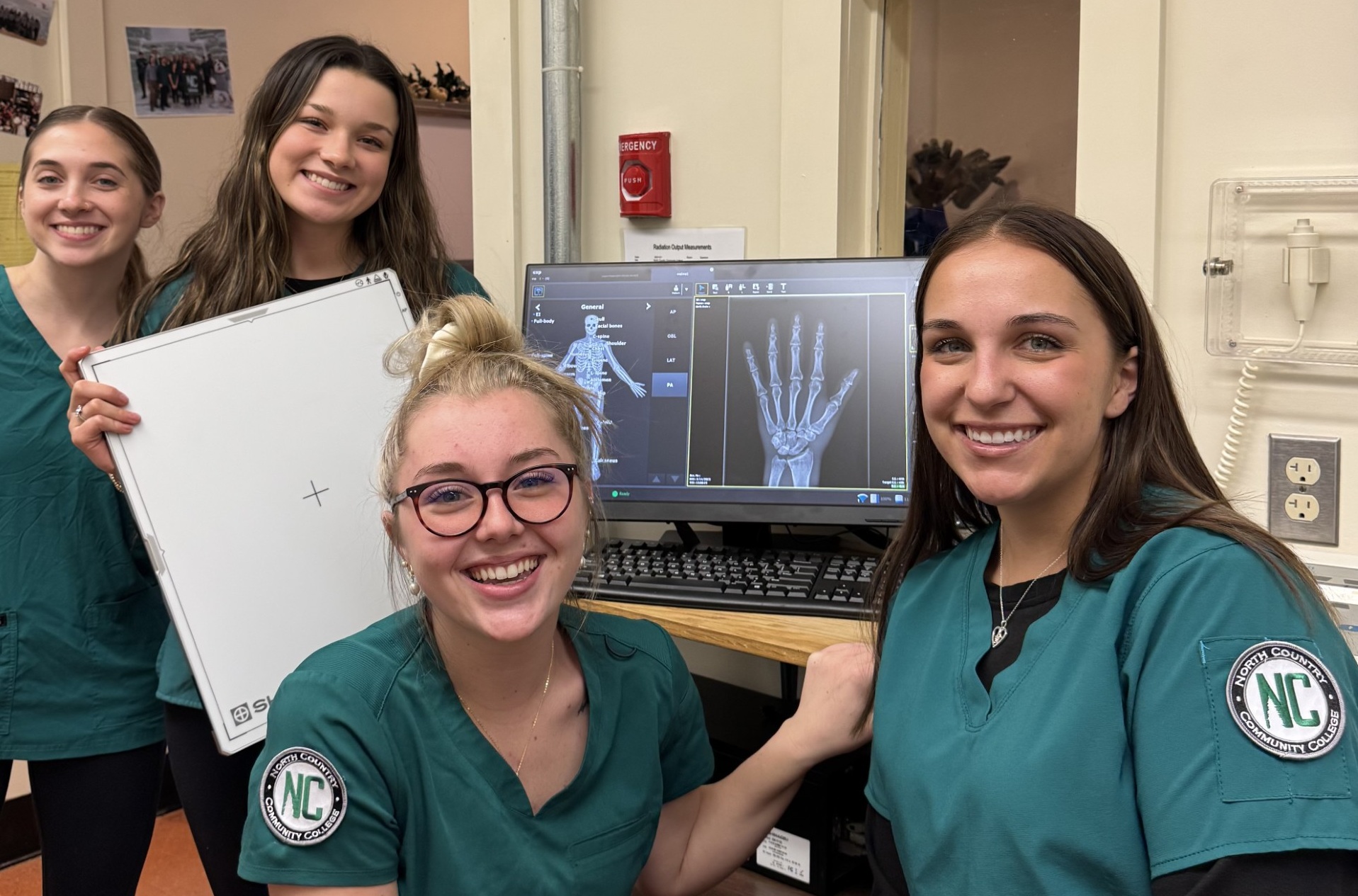 Students in the college's RadTech program work in the college's radiology lab